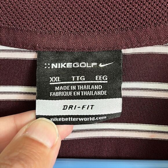 Men’s Nike Golf Burgundy/Wine Striped Polo XXL - Picture 3 of 5